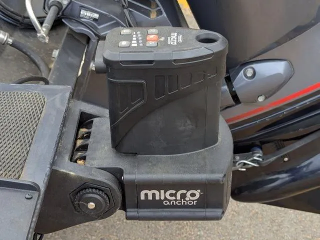 Slide: The Image of Micro Anchor system on 2022 G3 Sportsman 1710 boat, close-up view. - 17