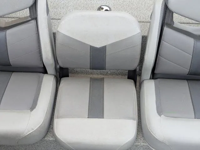 Slide: The Image of 2022 G3 Sportsman 1710 boat seats in gray upholstery, top view. - 31