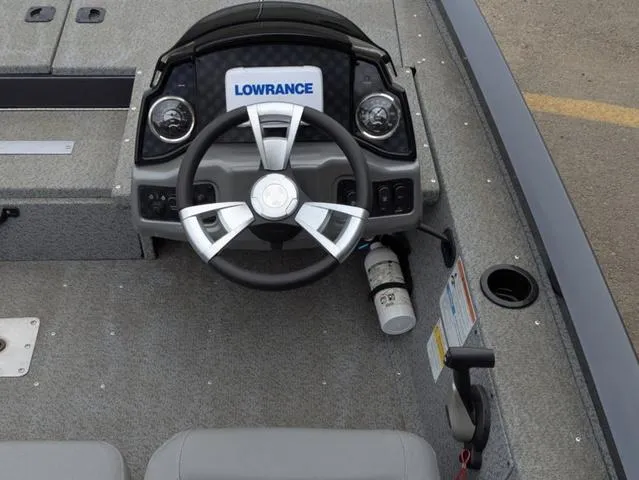 Slide: The Image of Steering console of 2022 G3 Sportsman 1710 boat with Lowrance electronics. - 34