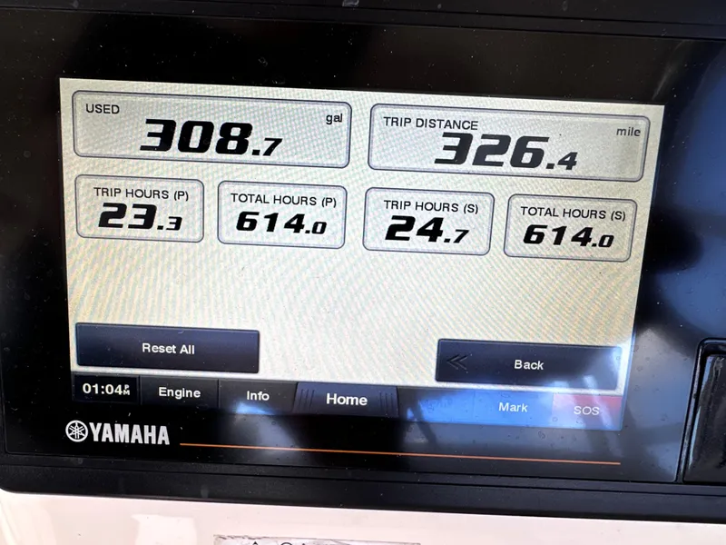 Slide: The Image of 2019 Grady-White Freedom 325 boat interior with spacious seating and sleek design. - 19