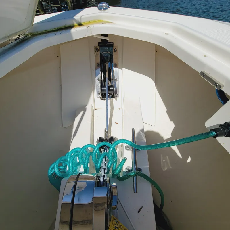 Slide: The Image of Anchor system of a 2021 Tiara Yachts 38 LS, featuring a coiled rope. - 48