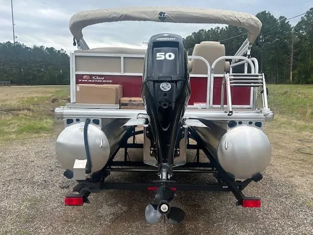 Slide: The Image of 2025 Sun Tracker Bass Buggy 16 XL Select pontoon boat with Mercury 50 HP engine. - 7