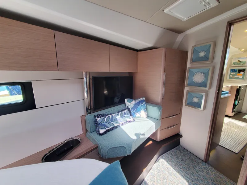 Slide: The Image of Luxurious interior of 2023 Hanse 460 yacht with modern seating and decor. - 10