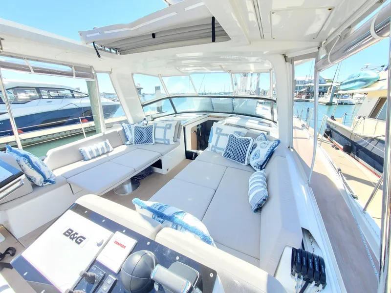 Slide: The Image of Luxurious 2023 Hanse 460 yacht interior with spacious seating and elegant design. - 41