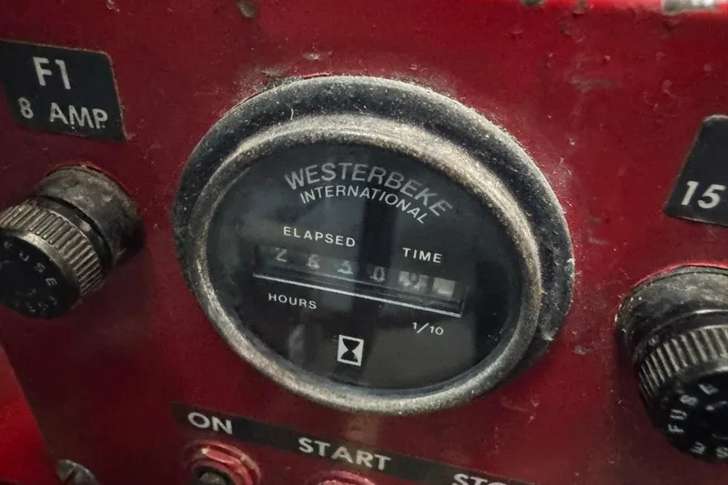 Slide: The Image of Westerbeke engine hour meter on a 1997 Lakeview 16 x 65 boat dashboard. - 50