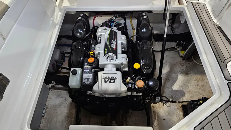 Slide: The Image of Engine compartment of 2020 Monterey 295 Sport Yacht with V8 engine. - 33