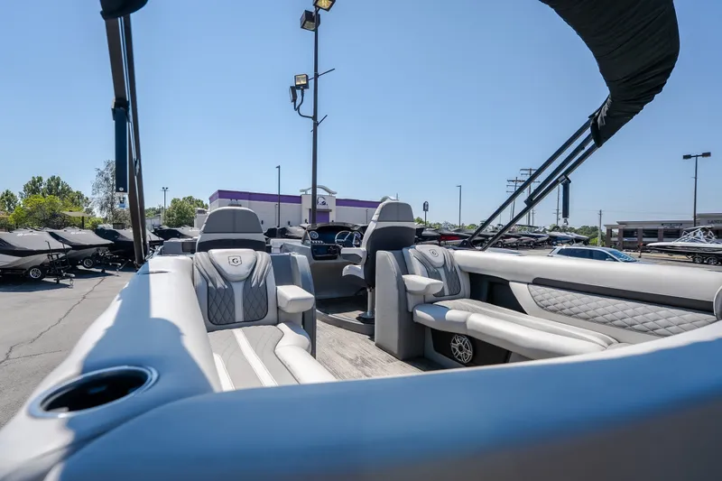 Slide: The Image of 2021 Godfrey Sanpan 2400 ULC pontoon boat with luxurious seating and modern design. - 13
