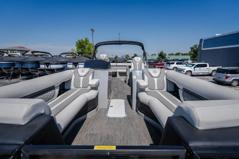 Slide: The Image of 2021 Godfrey Sanpan 2400 ULC pontoon boat with luxurious seating and modern design. - 26