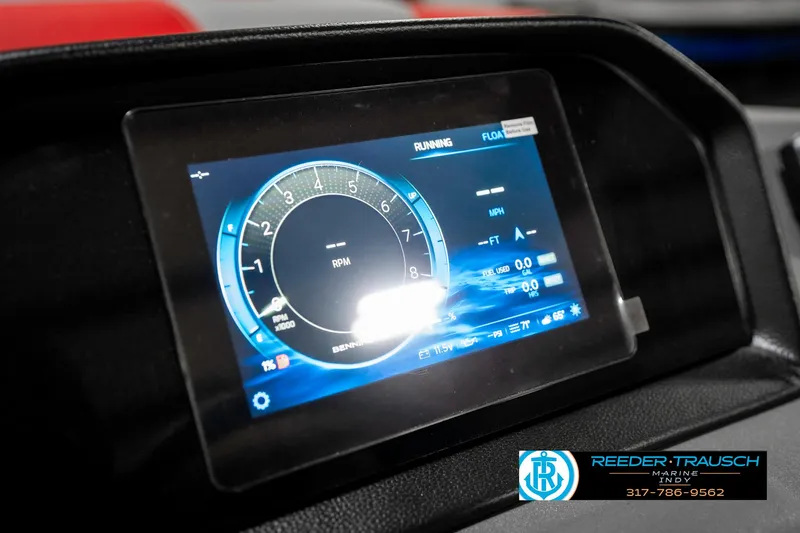 Slide: The Image of Digital dashboard display of a 2025 Bennington 21 SSB boat, showing RPM and speed metrics. - 37