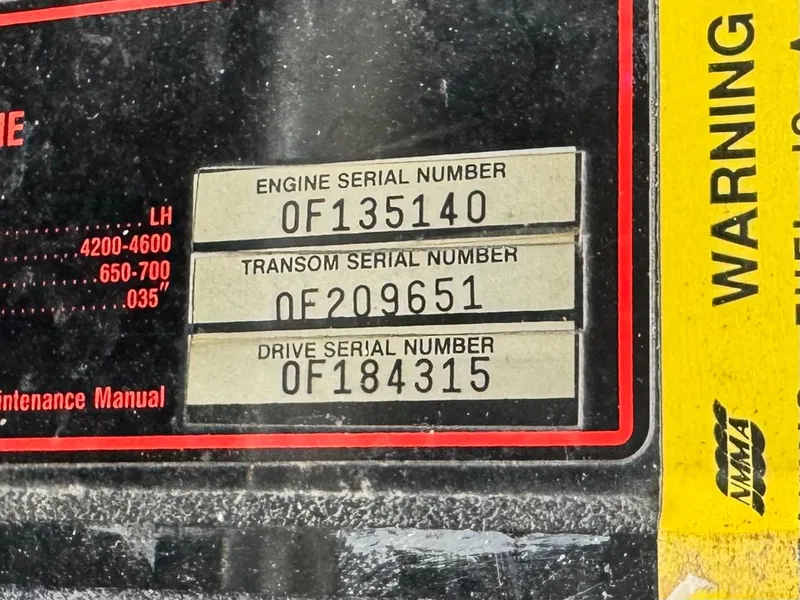 Slide: The Image of Serial numbers on a 1994 Cobalt 222 boat engine panel. - 17