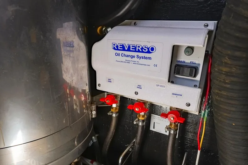 Slide: The Image of Reverso oil change system in 2018 Amel 55 yacht engine room. - 33