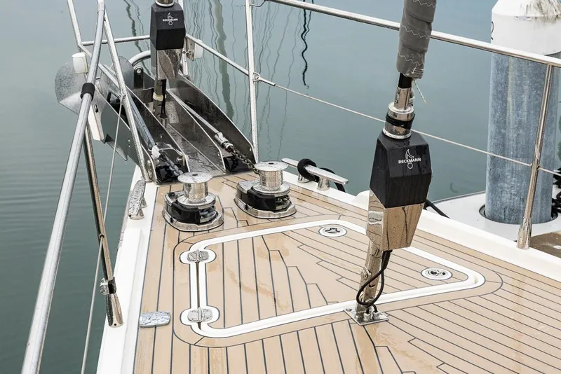 Slide: The Image of Deck of 2018 Amel 55 yacht with winches and anchor system. - 38