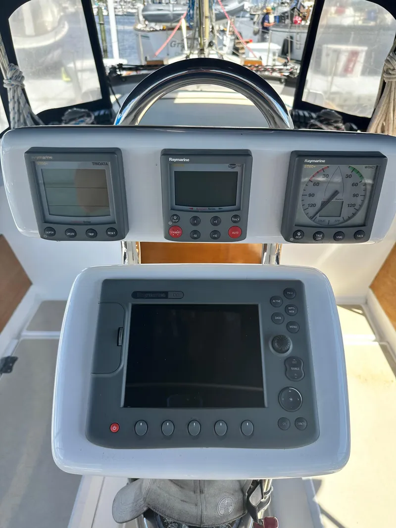 Slide: The Image of Cockpit instruments on a 1988 Cape Dory 30 MK II sailboat. - 19