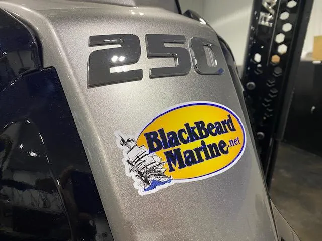 Slide: The Image of Skeeter ZXR 21 boat engine with "250" label and BlackBeard Marine sticker, 2025 model. - 3