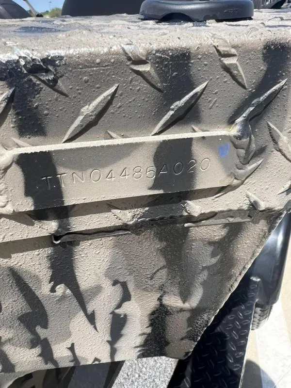 Slide: The Image of 2020 Havoc Boats 1753 RR with textured metal surface and visible serial number. - 20