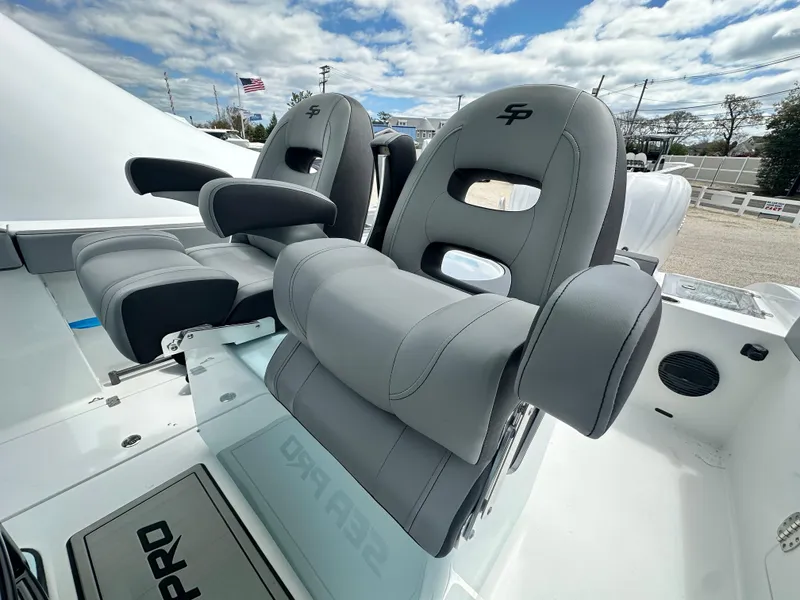 Slide: The Image of Luxury seating on 2025 Sea Pro 292 Offshore boat, featuring ergonomic design and premium materials. - 21