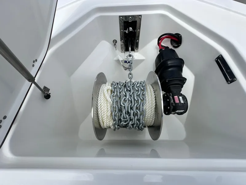 Slide: The Image of 2025 Sea Pro 292 Offshore anchor locker with chain and rope storage. - 38