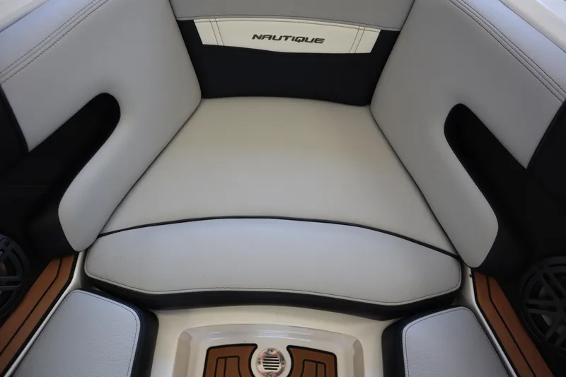 Slide: The Image of 2020 Nautique Super Air Nautique 230 interior seating with premium upholstery and sleek design. - 9