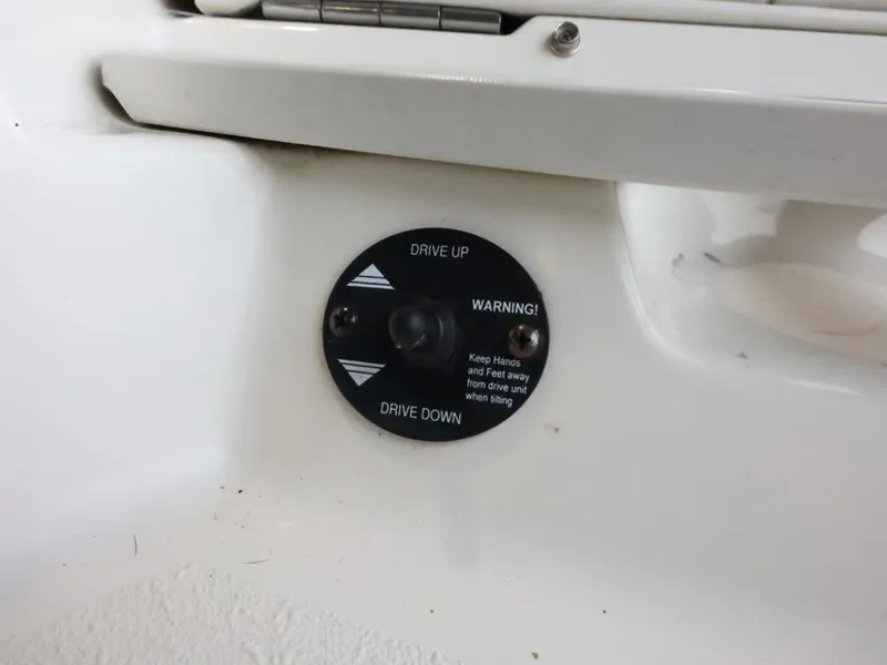Slide: The Image of 2015 Stingray 198LX boat control panel with drive up and down warning. - 11