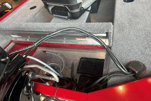 Slide: The Image of 2025 Tracker Panfish 17 boat interior showing wiring and seating area. - 12
