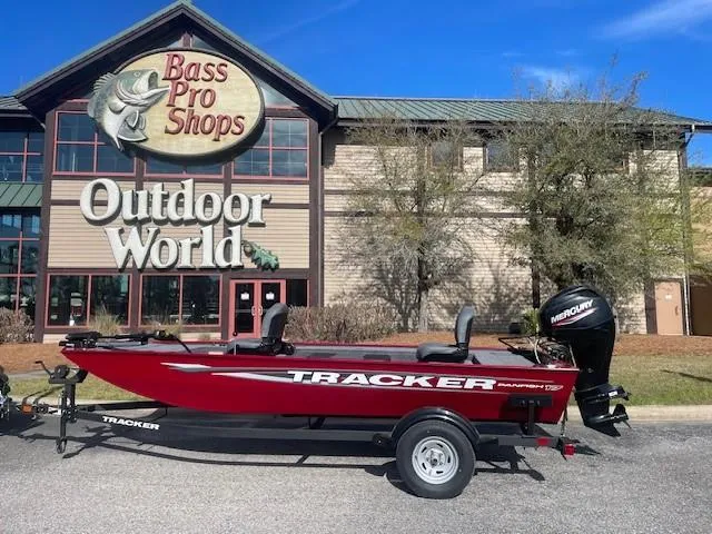 Slide: The Image of 2025 Tracker Panfish 17 boat outside Bass Pro Shops Outdoor World. - 5