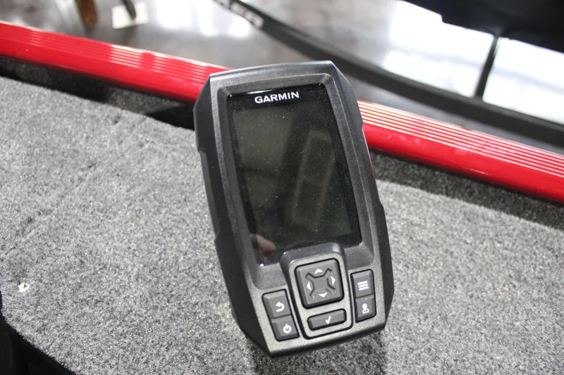 Slide: The Image of Garmin device on 2025 Tracker Panfish 17 boat, featuring a sleek design and intuitive controls. - 19