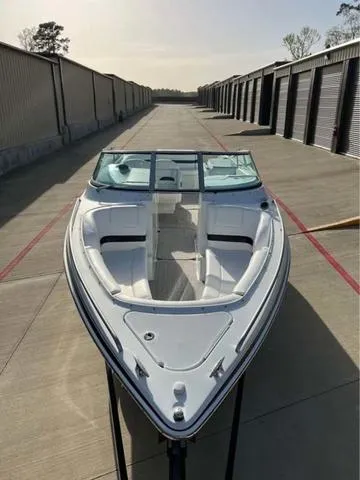 Slide: The Image of 2008 Formula 260 Bow Rider boat in storage facility, front view. - 17