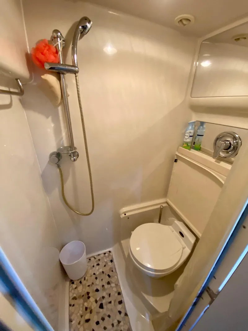 Slide: The Image of Compact bathroom in 2001 Regal Commodore 4160 yacht with shower and toilet. - 38