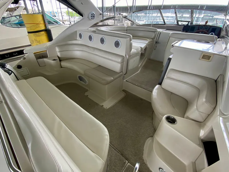 Slide: The Image of Luxurious 2001 Regal Commodore 4160 yacht interior with plush seating and modern design. - 9