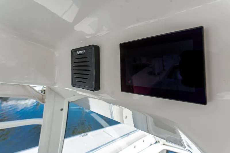 Slide: The Image of Interior of 2019 Boston Whaler 420 Outrage with elegant seating area. - 48