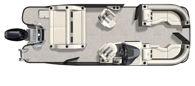 Slide: The Image of 2025 Barletta Lusso 23UC pontoon boat layout with spacious seating and modern design. - 2
