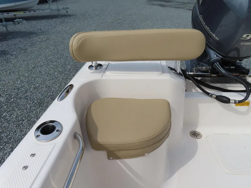 Slide: The Image of 2019 Key West 176 Center Console boat seat and motor detail. - 23