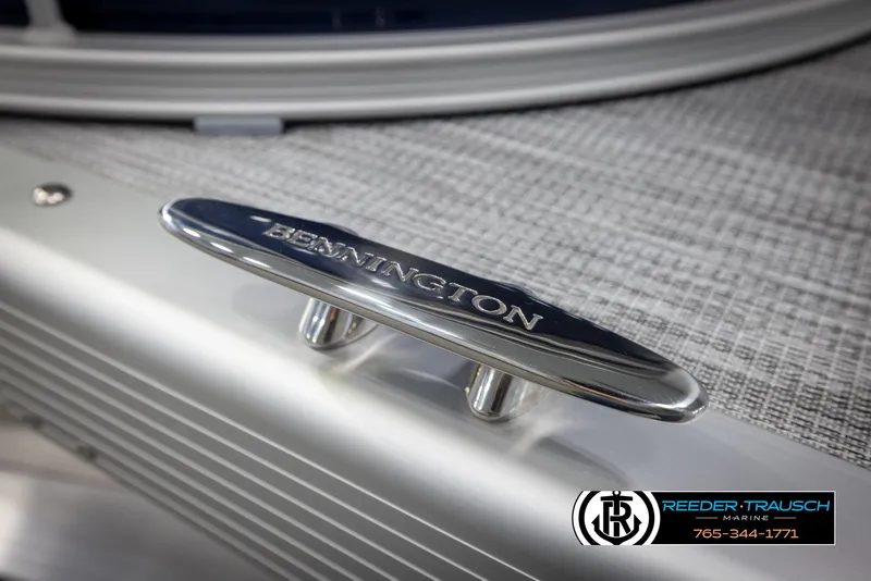 Slide: The Image of 2025 Bennington 20 SLSE boat cleat with Reeder-Trausch Marine logo. - 44