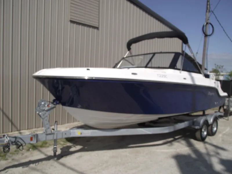 Slide: The Image of 2025 Bayliner Trophy T22SC boat on trailer. - 1