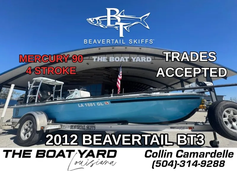 Slide: The Image of 2012 Beavertail Skiffs BT3 boat with Mercury 90 4-stroke engine at The Boat Yard. - 1