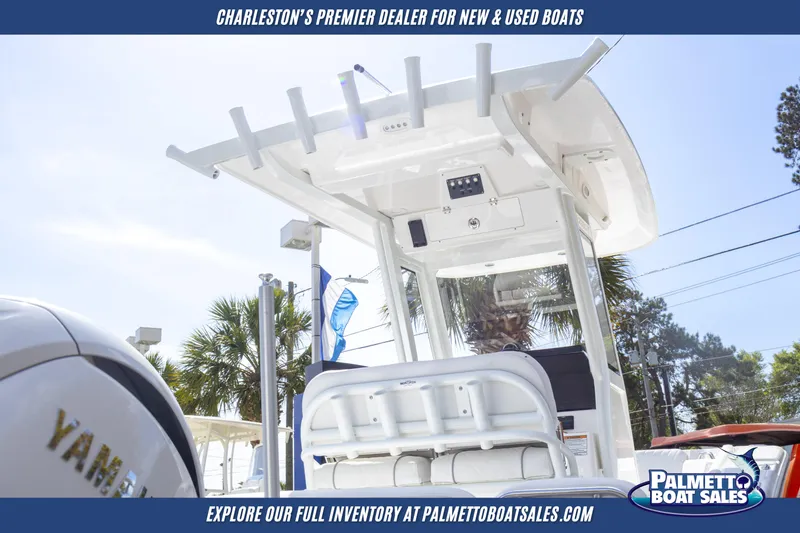 Slide: The Image of 2025 Sea Fox 228 Commander boat displayed at Palmetto Boat Sales dealership. - 5