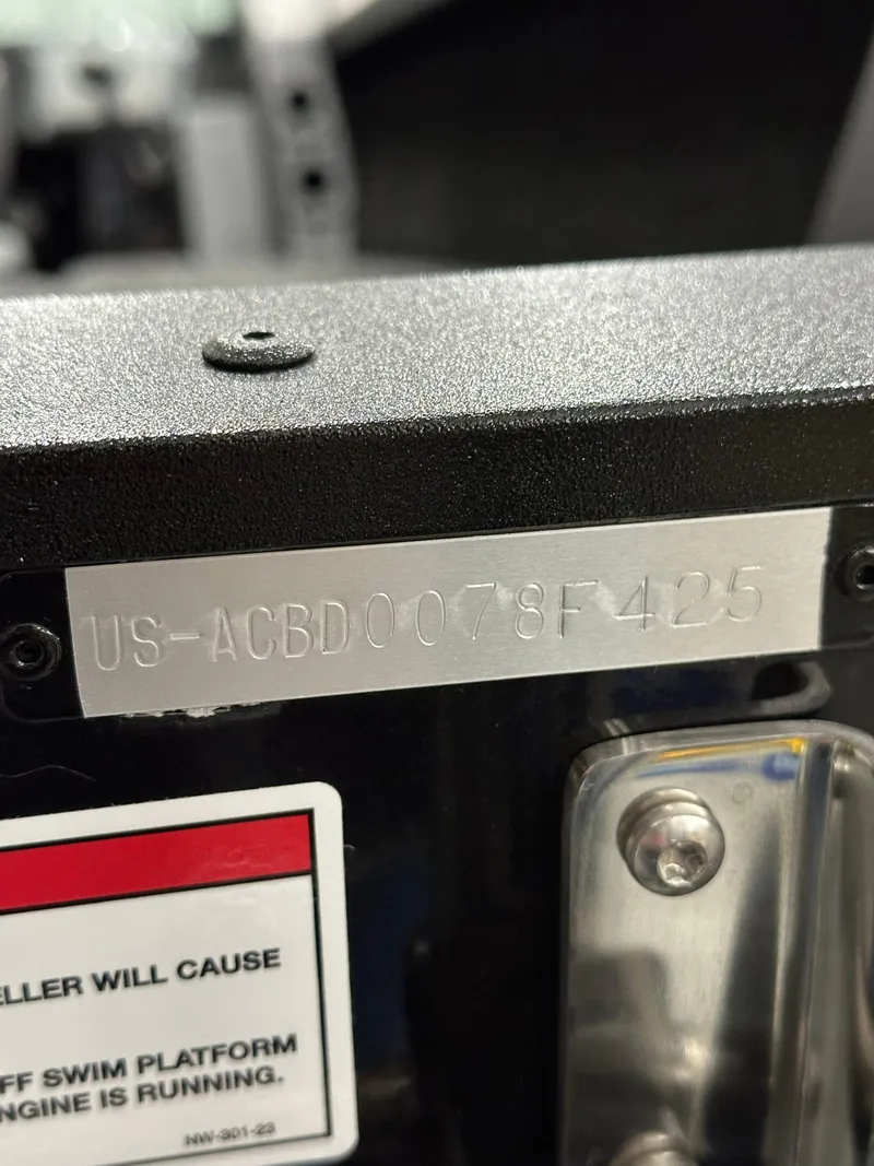 Slide: The Image of 2025 Alumacraft Competitor 185X Sport boat identification number plate close-up. - 17