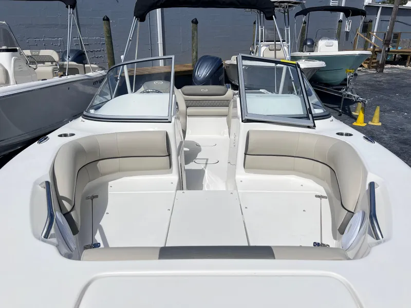 Slide: The Image of 2025 Key West 203 DFS boat with spacious seating and sleek design. - 10