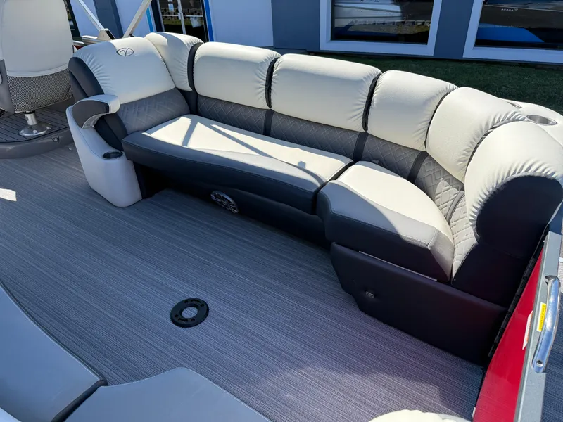 Slide: The Image of 2021 Veranda Relax VR22RC boat interior with plush seating and modern design. - 18