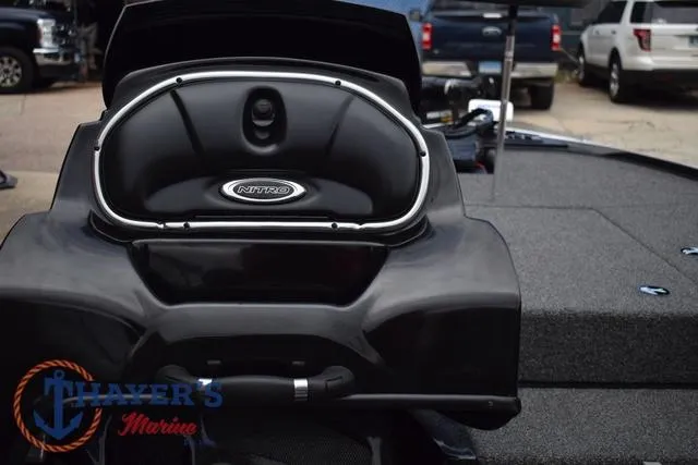 Slide: The Image of 2020 Nitro Z17 boat dashboard with Thayer's Marine logo. - 19