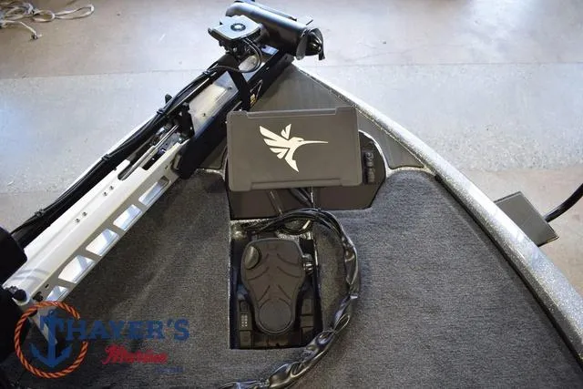 Slide: The Image of 2025 Falcon Bass Boats F20 TE deck with control panel and foot pedal. - 36
