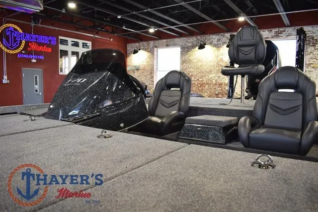 Slide: The Image of 2025 Falcon Bass Boats F20 TE interior at Thayer's Marine showroom. - 37