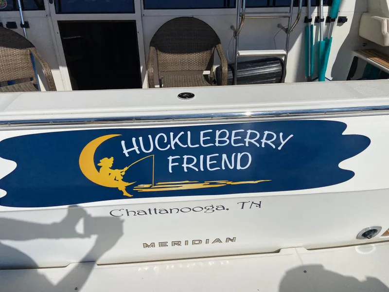 Slide: The Image of 2008 Meridian 490 Pilot House boat with "Huckleberry Friend" name, Chattanooga, TN. - 10