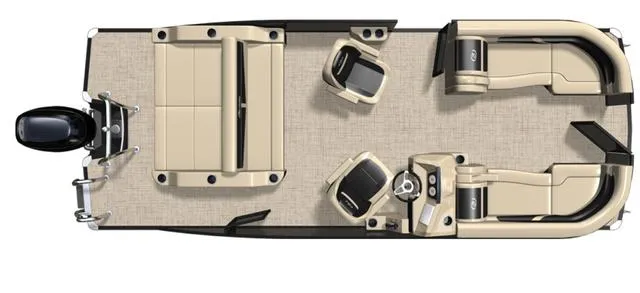 Slide: The Image of Top view of 2025 Barletta Cabrio 22UC pontoon boat layout with seating and helm. - 2