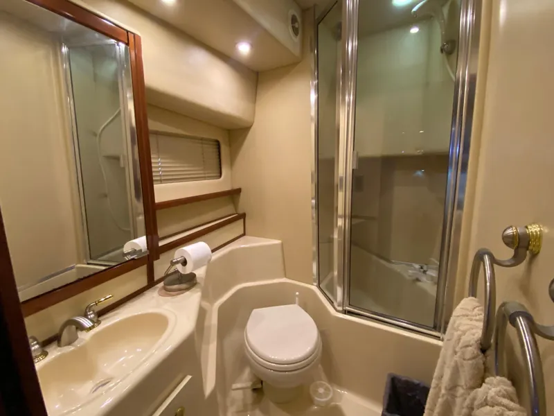 Slide: The Image of Luxurious bathroom in 2008 Meridian 490 Pilothouse yacht with shower and vanity. - 41