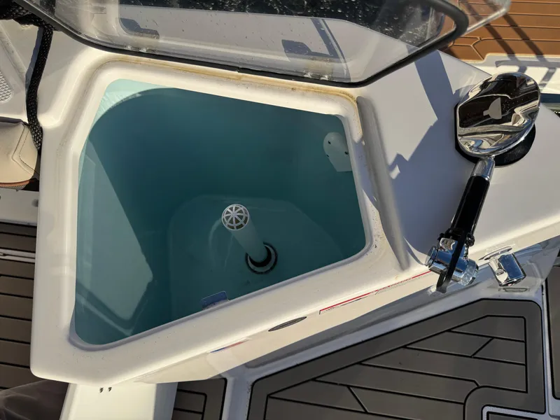 Slide: The Image of Livewell on 2025 Cutwater C-288 Coupe boat, featuring a clear lid and modern design. - 42