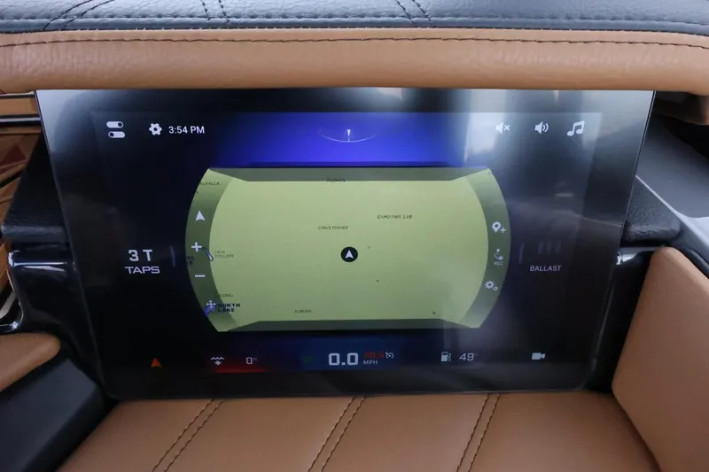 Slide: The Image of Touchscreen display in 2025 Tigé Ultré 25ZX boat, showing navigation and control settings. - 33