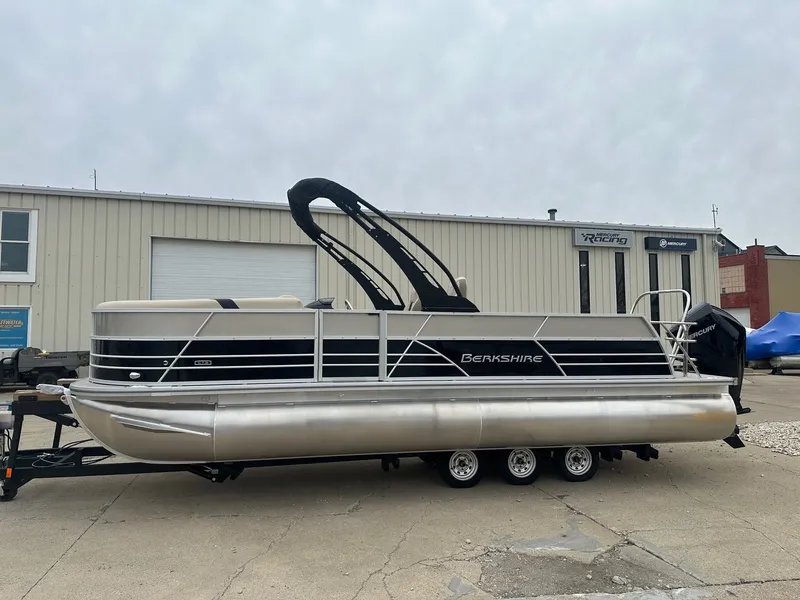Slide: The Image of 2025 Berkshire CTS Series 24UL pontoon boat on trailer. - 21