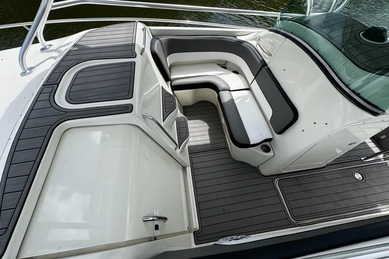 Slide: The Image of 2005 Hydra-Sports 3300 VX boat interior with sleek seating and modern design. - 30