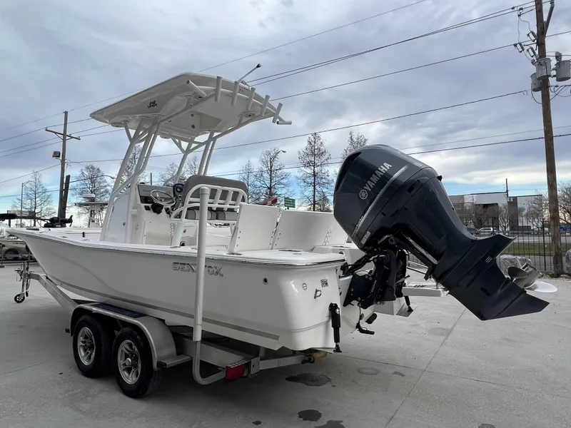Slide: The Image of 2020 Sea Fox 240 Viper boat on trailer with Yamaha outboard motor. - 16